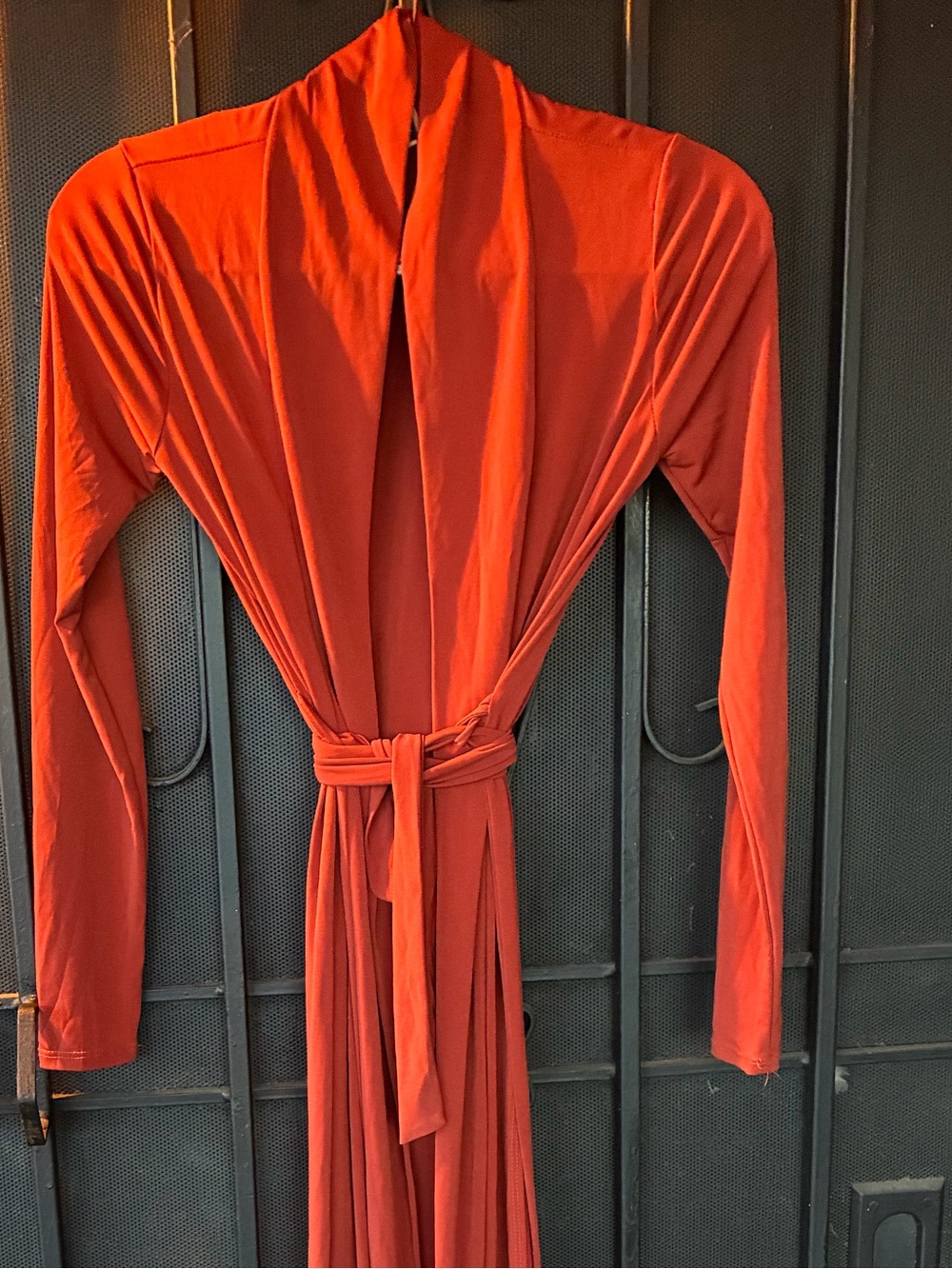 Windsor Burnt Orange Midi Wrap Dress with Waist Tie